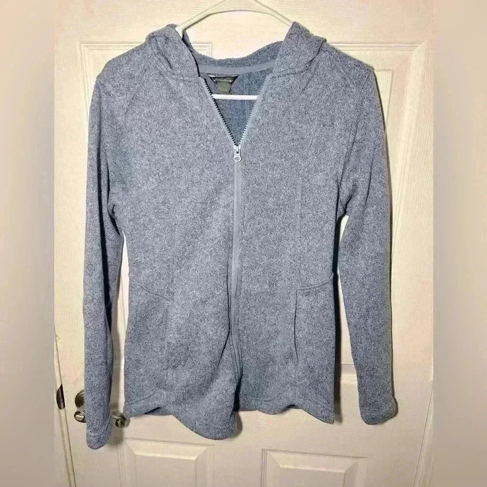Eddie Bauer Woman Blue White Radiator Fleece 2.0 Full Zip Hood Jacket Medium